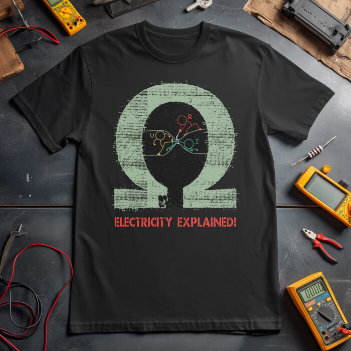 Koszulka czarna dla elektryka, elektronika "Prawo OHMA" - obrazek 4